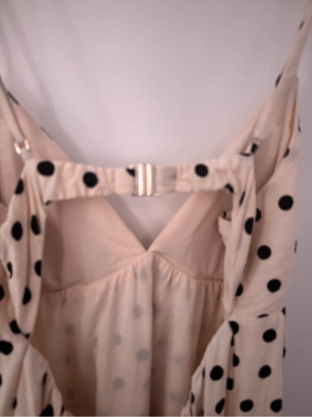 Abercrombie & Fitch Cream Maxi Dress with Black Polka Dots Built-in Bra - Picture 8 of 8